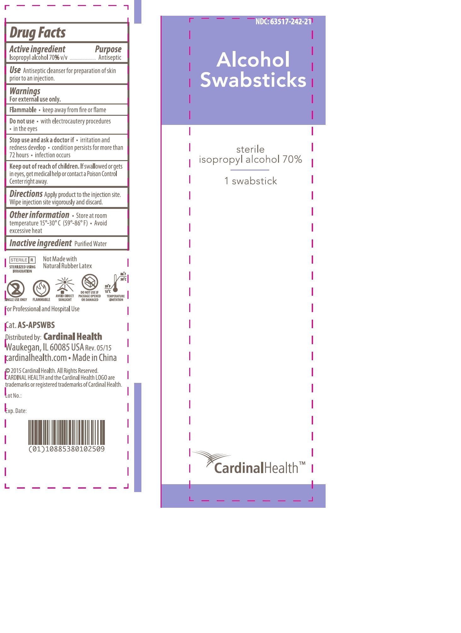 Pill image for Alcohol Swabsticks Sterile, 1 Per Pouch, 50 Pouches/box