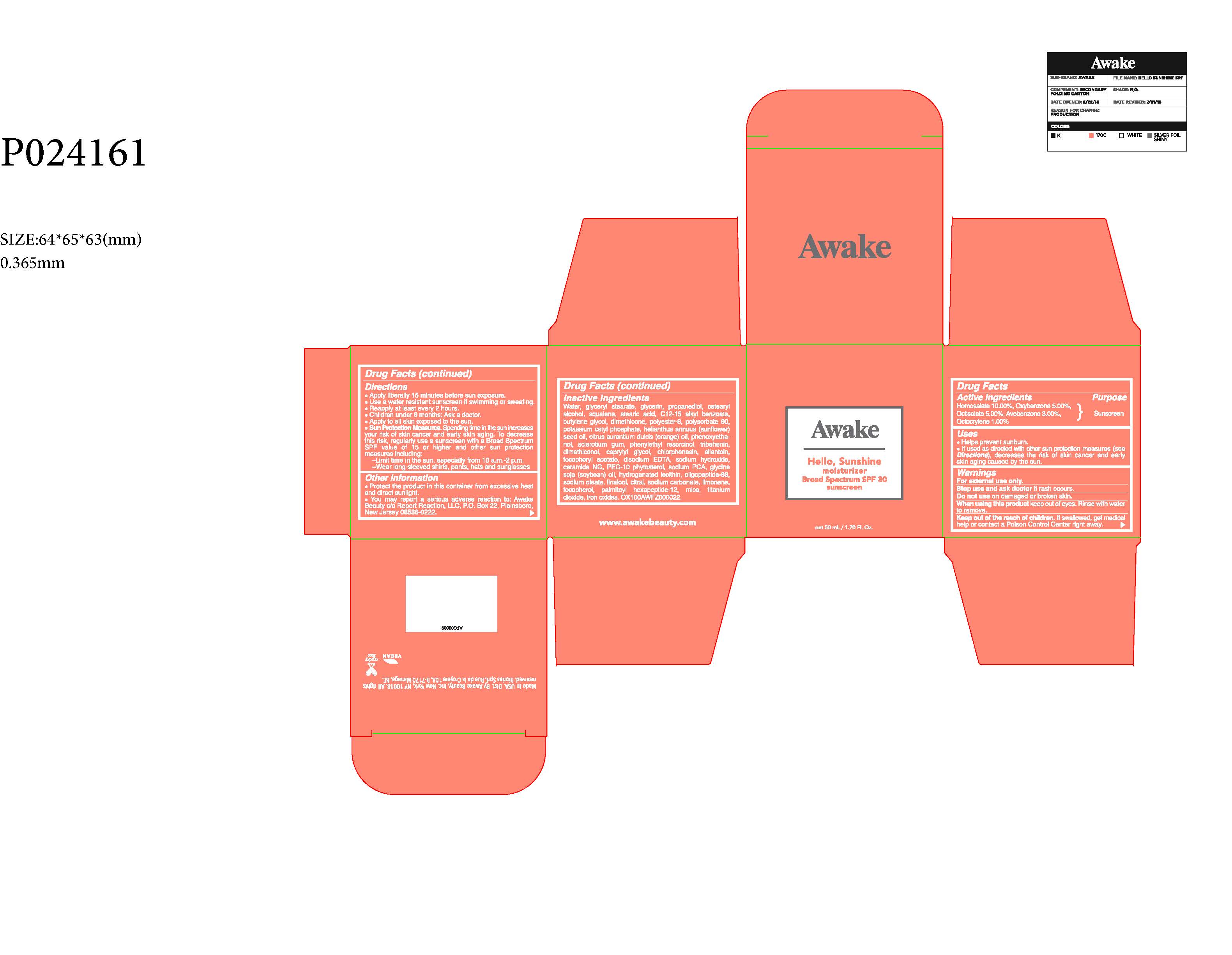 Pill image for Awake Hello, Sunshine Moisturizer Broad Spectrum Spf 30 Sunscreen