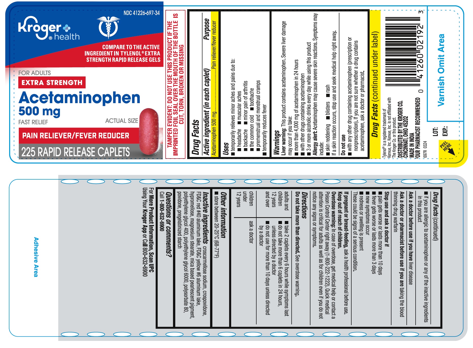 Pill image for Kroger Extra Strength Acetaminophen Rapid Release Tablets