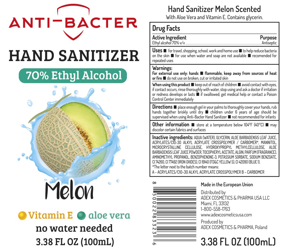 Pill image for Anti-bacter Hand Sanitizer 70% Ethyl Alcohol Melon