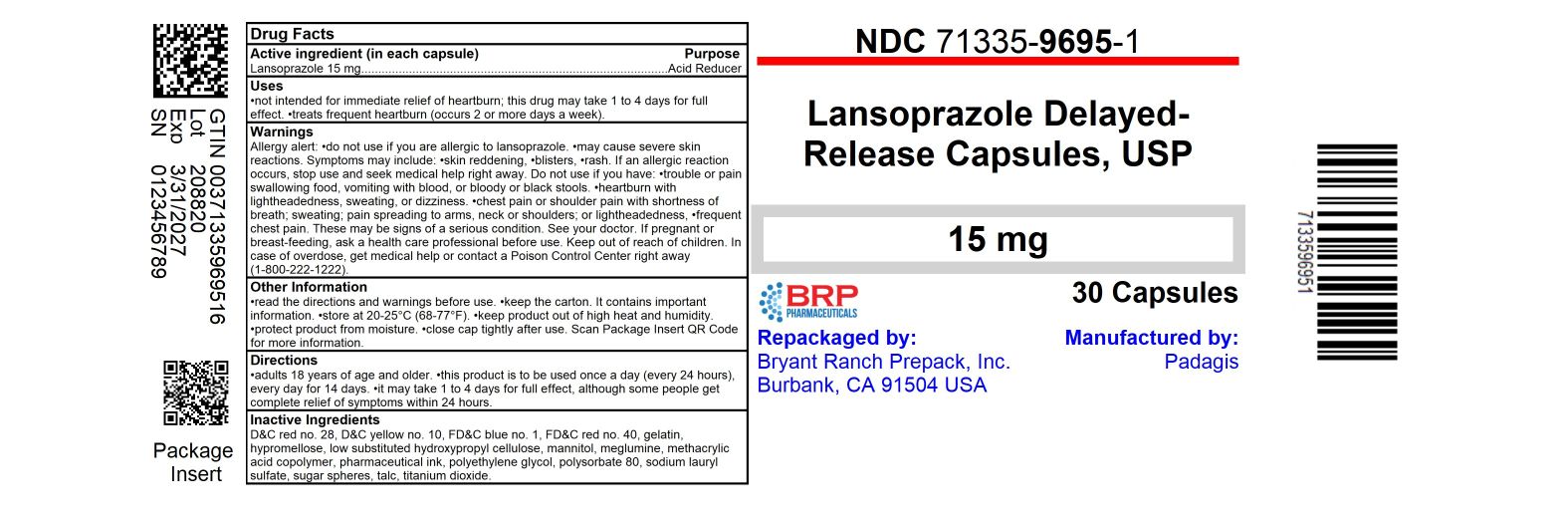 Pill image for Lansoprazole Delayed-release Capsules, 15 Mg Drug Facts