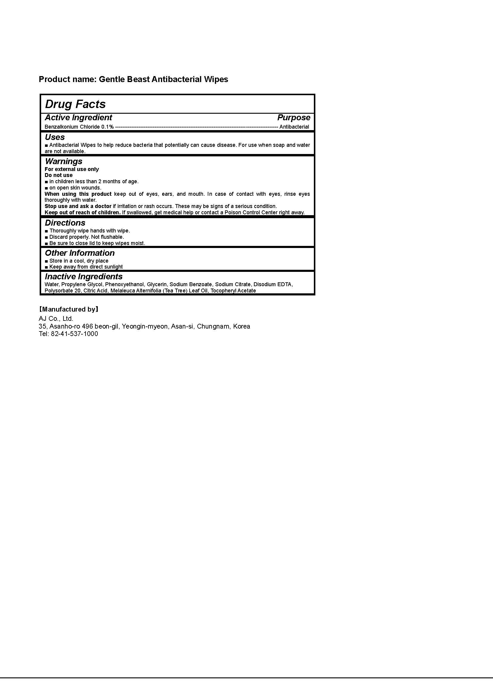Pill image for Aj Co., Ltd. - Gentle Beast Antibacterial Wipes