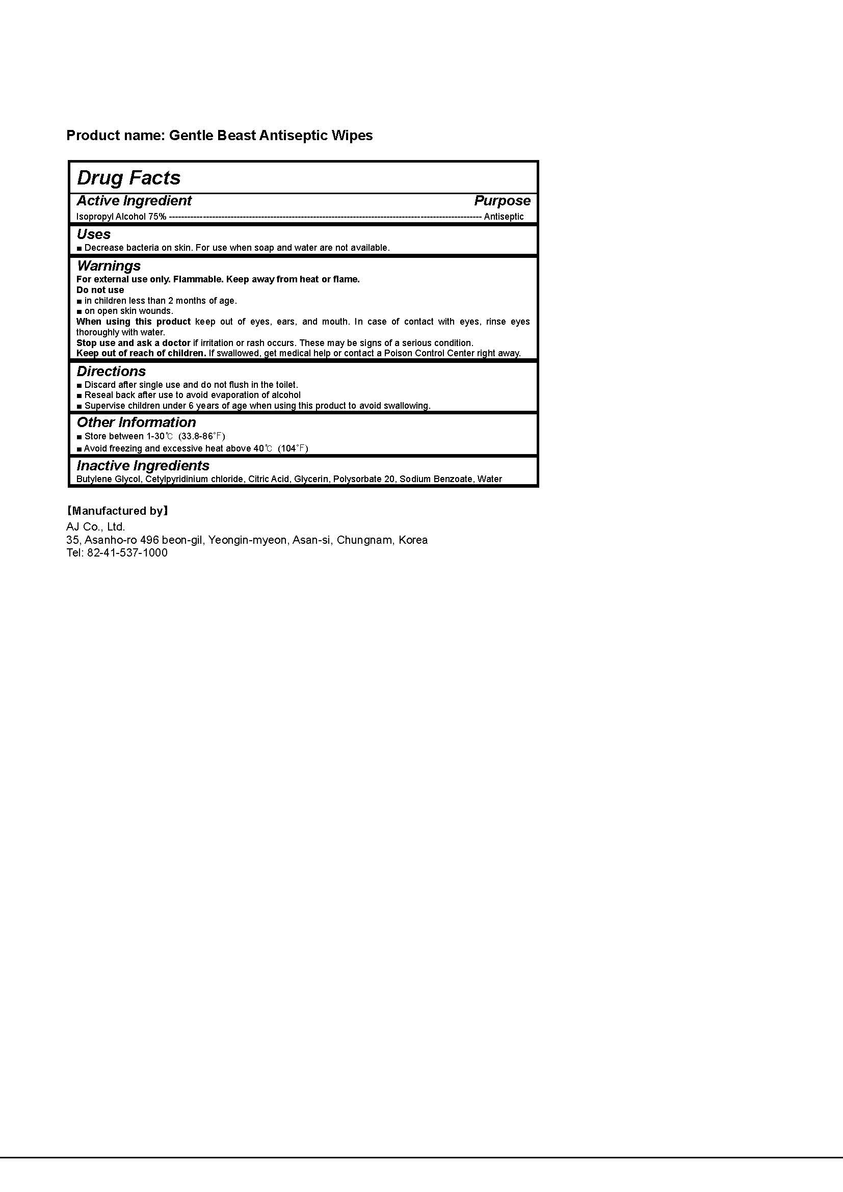 Pill image for Aj Co., Ltd. - Gentle Beast Antiseptic Wipes