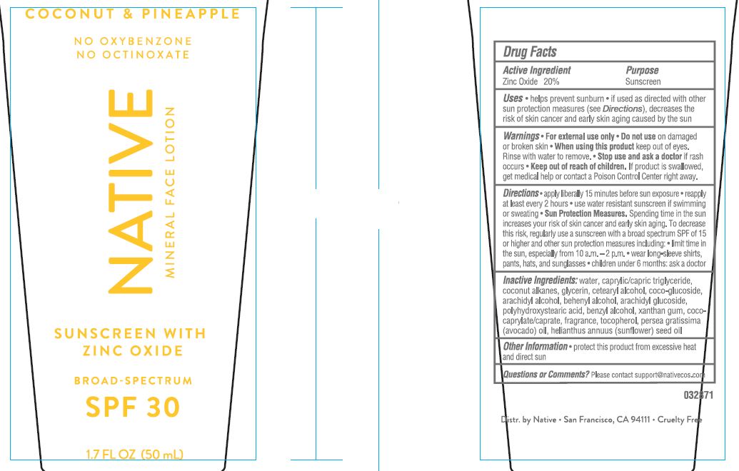 Pill image for Native Mineral Face Lotion Broad Spectrum Spf 30 Coconut And Pineapple