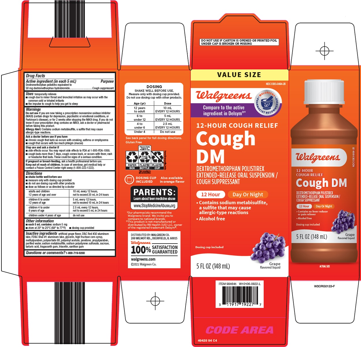 Pill image for Walgreen Co. Cough Dm Drug Facts
