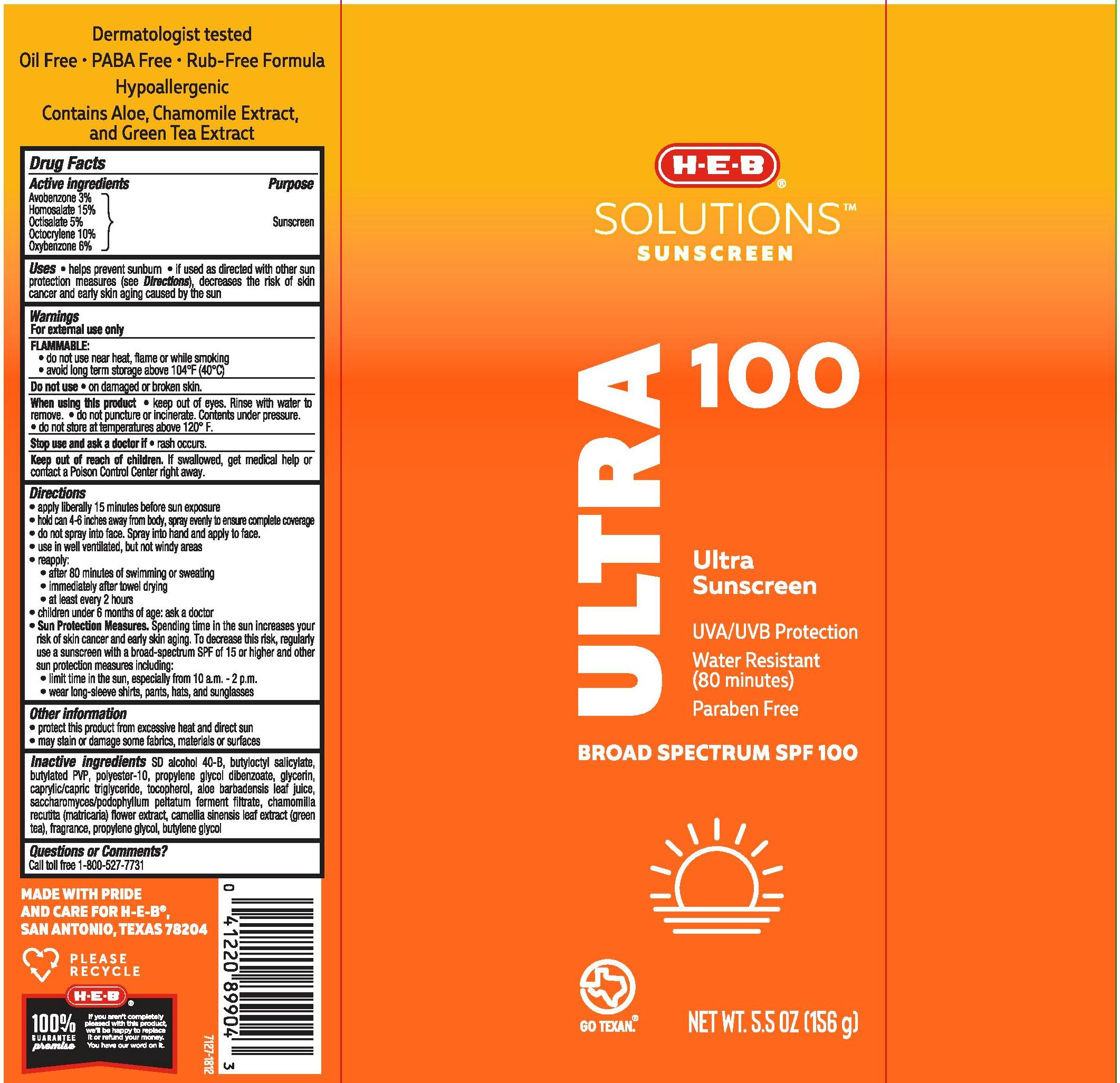 Pill image for H.e.b Solutions Sunscreen Ultra Spf 100 Continuous Spray