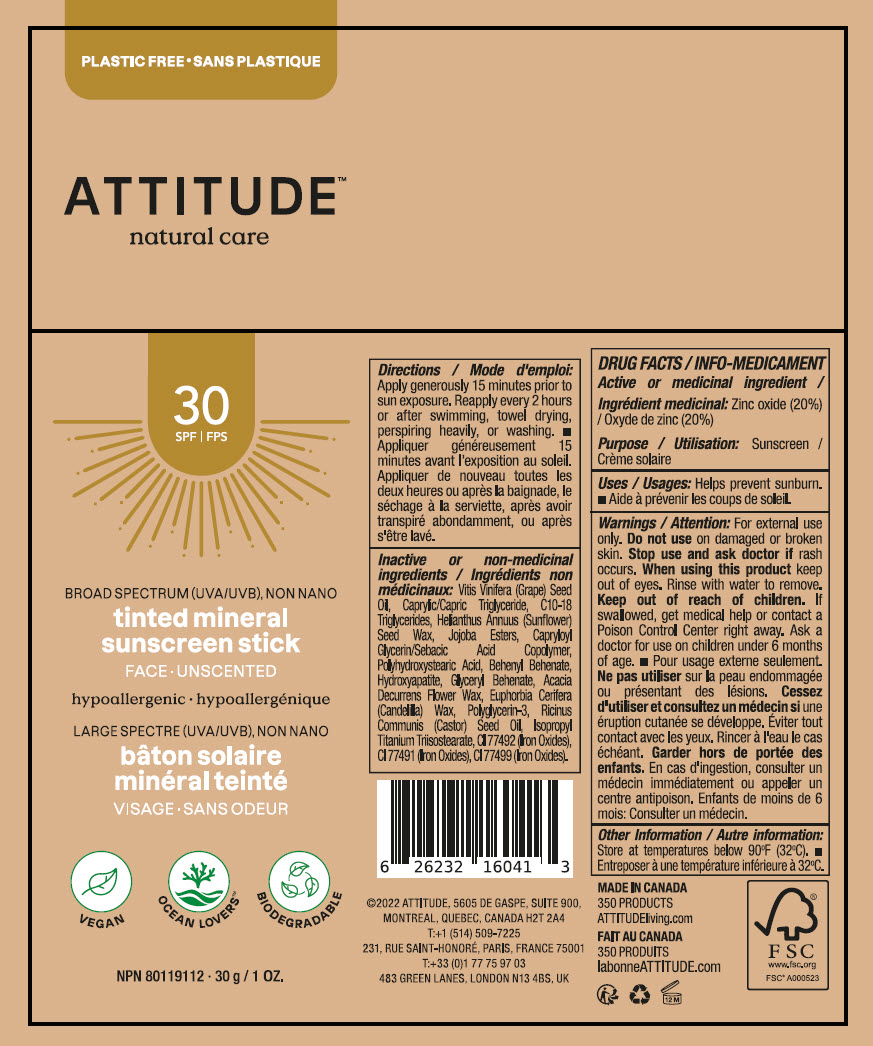 Pill image for Attitude™ Tinted Mineral Sunscreen Stick Face Unscented Spf 30