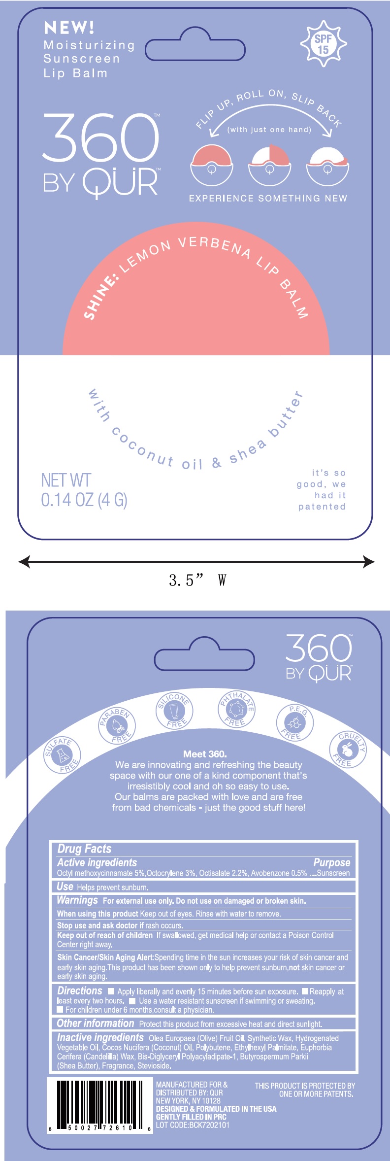 Pill image for 360 By Qur Lemon Verbena Lip Balm