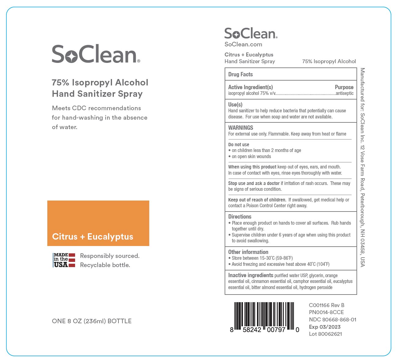 Pill image for Hand Sanitizer Spray - Scented - Citrus Eucalyptus