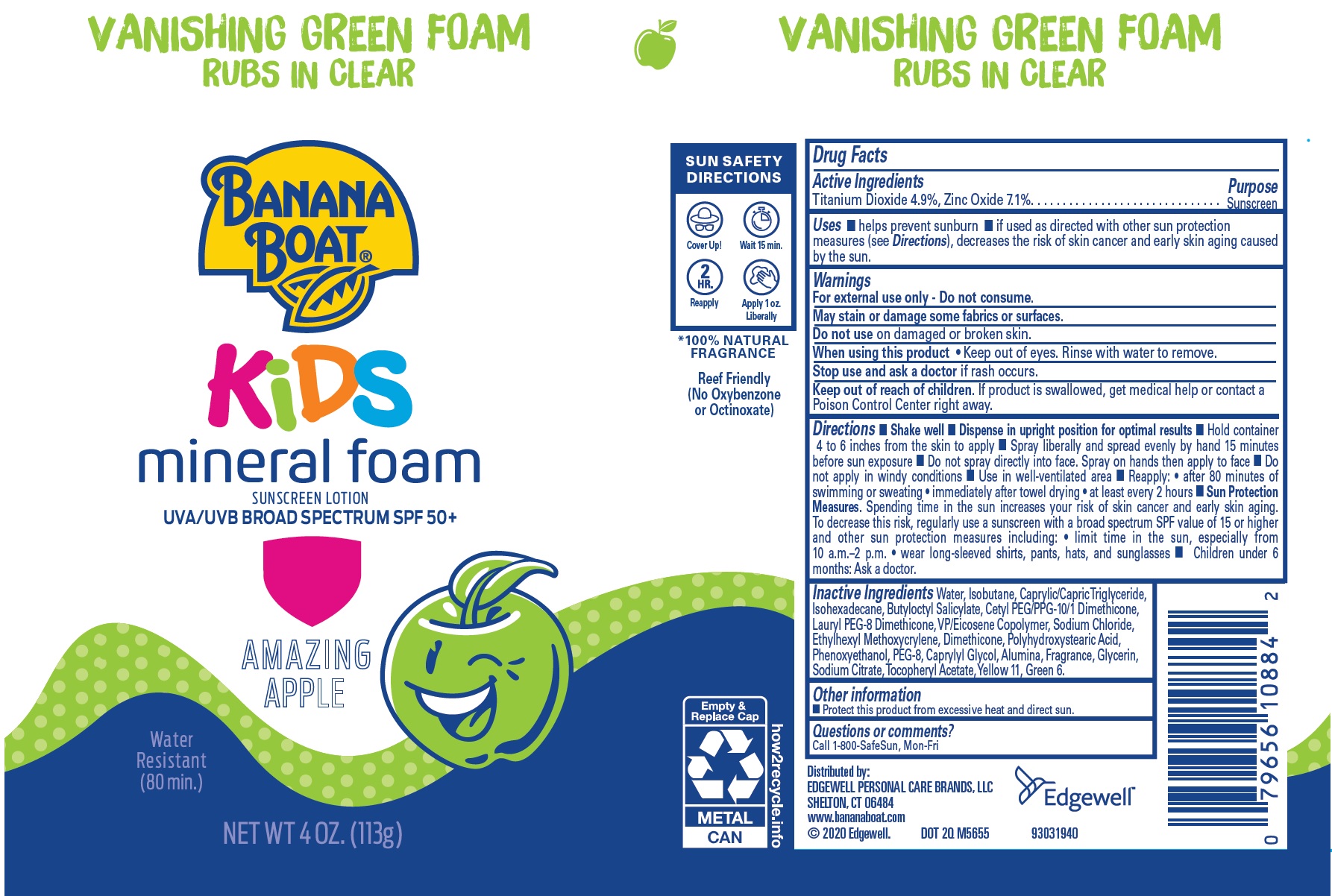Pill image for Banana Boat Kids Mineral Vanishing Green Foam Spf 50 Amazing Apple