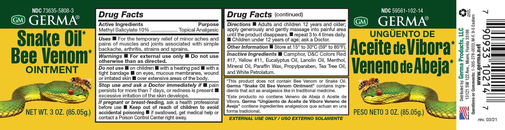 Pill image for Snake Oil Bee Venom Ointment