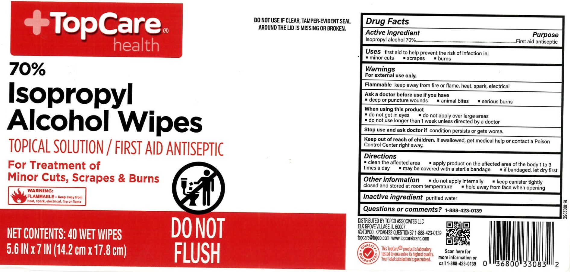 Pill image for topcare 70% isopropyl alcohol wipes