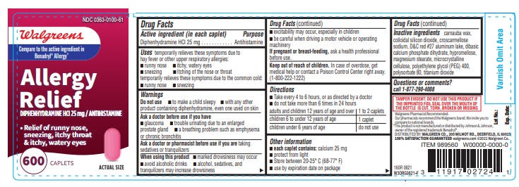 Pill image for 160r Walgreens 0363 0100 Diphenhydramine Hydrochloride 25 Mg Tablets