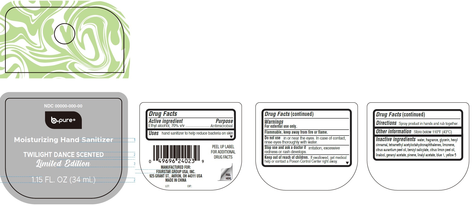 Pill image for B-pure Moisturizing Hand Sanitizer Twilight Dance Scented