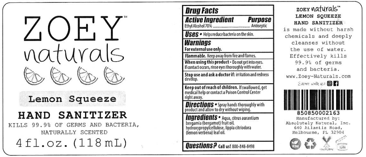 Pill image for Zoey™ Naturals Lemon Squeeze Hand Sanitizer