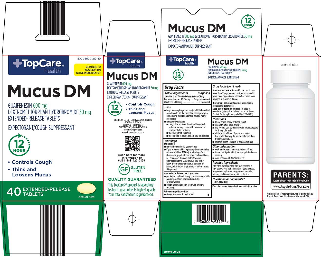 Pill image for Topco Associates Llc. Mucus Dm Drug Facts