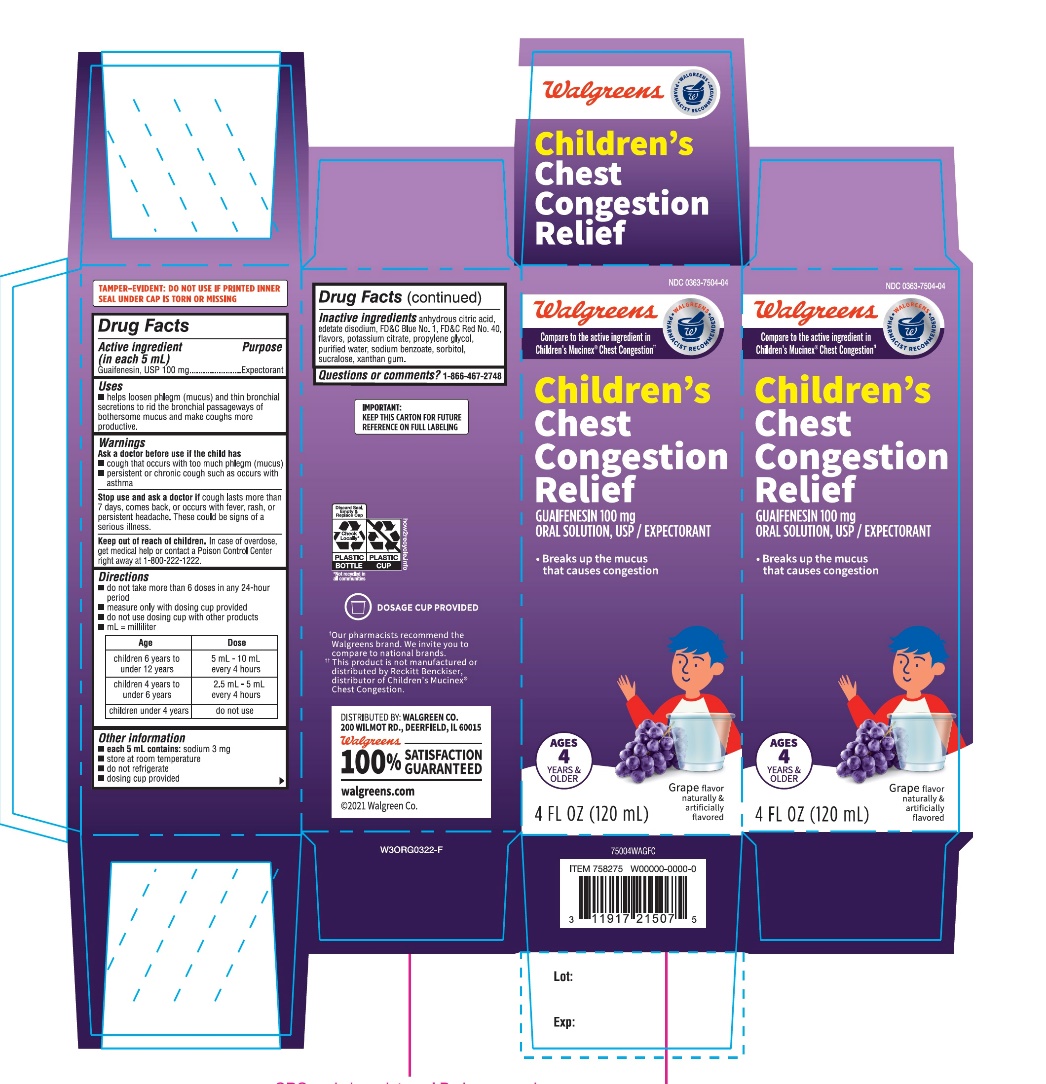 Pill image for Walgreen’s Children’s Chest Congestion Relief Grape Flavor 4 Fl Oz (120 Ml)