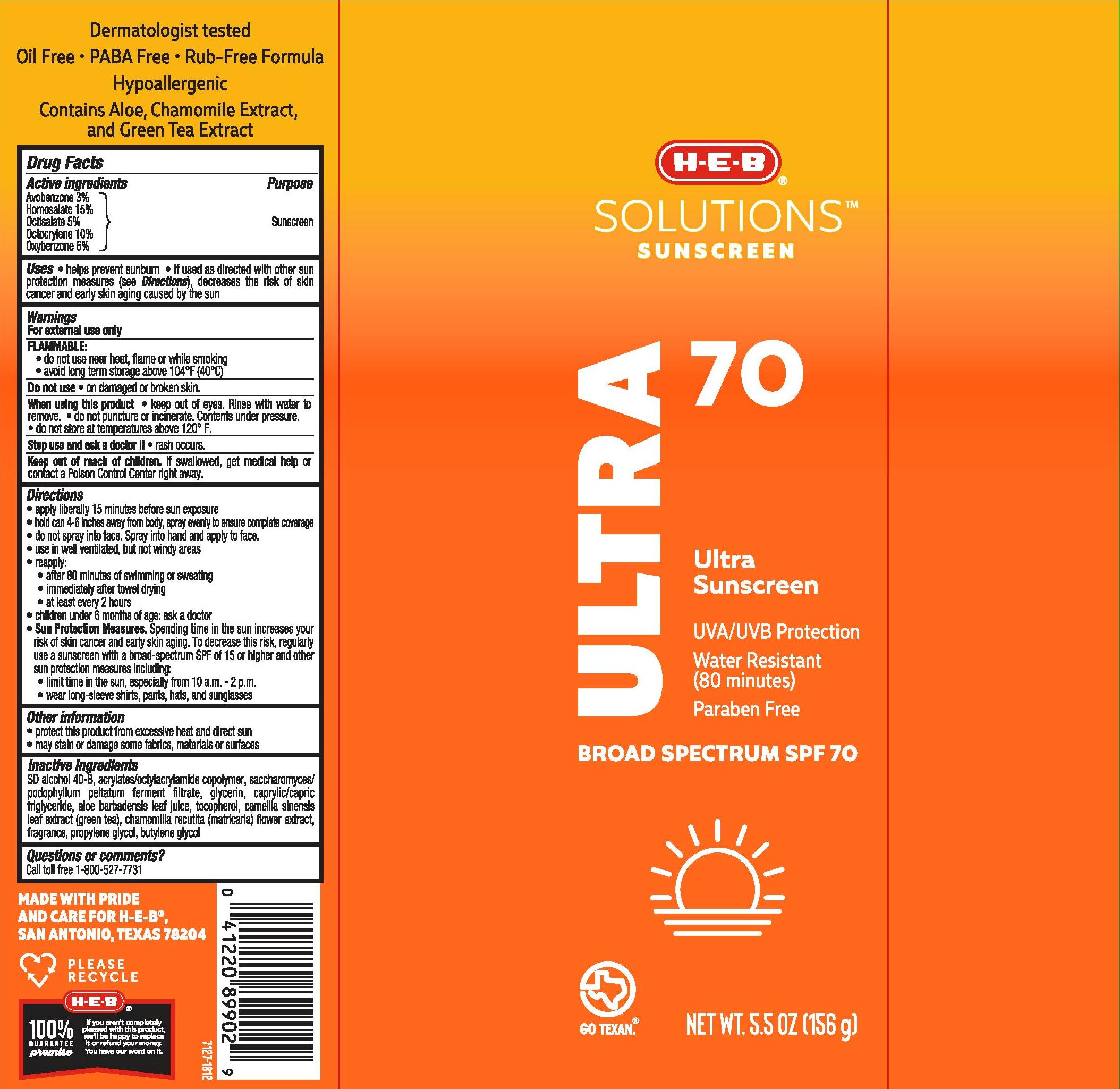 Pill image for H.e.b Solutions Sunscreen Ultra Spf 70 Continuous Spray