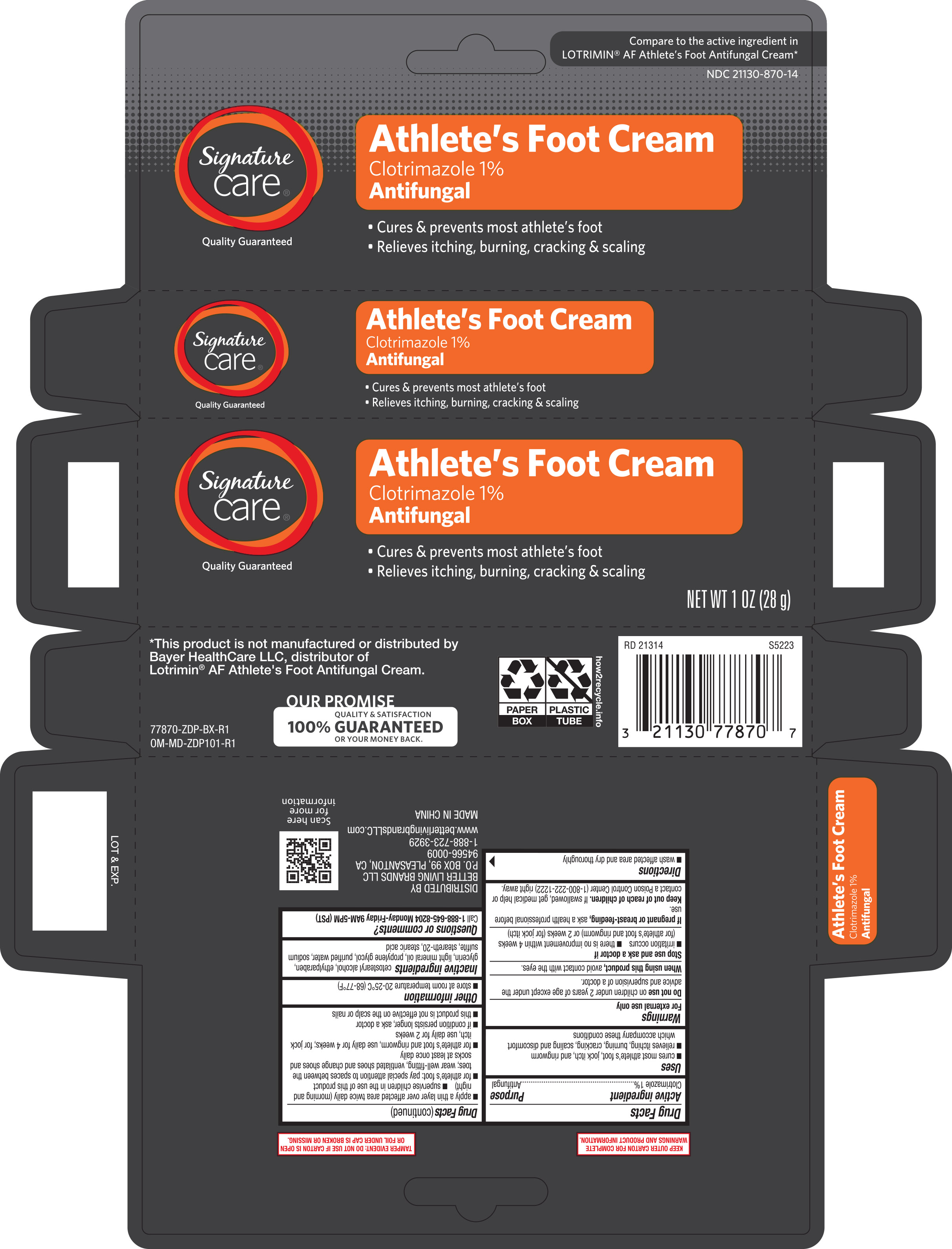 Pill image for Signature Care Athlete's Foot Cream 1 Oz (nbe Lotrimin) 77870 Zdp