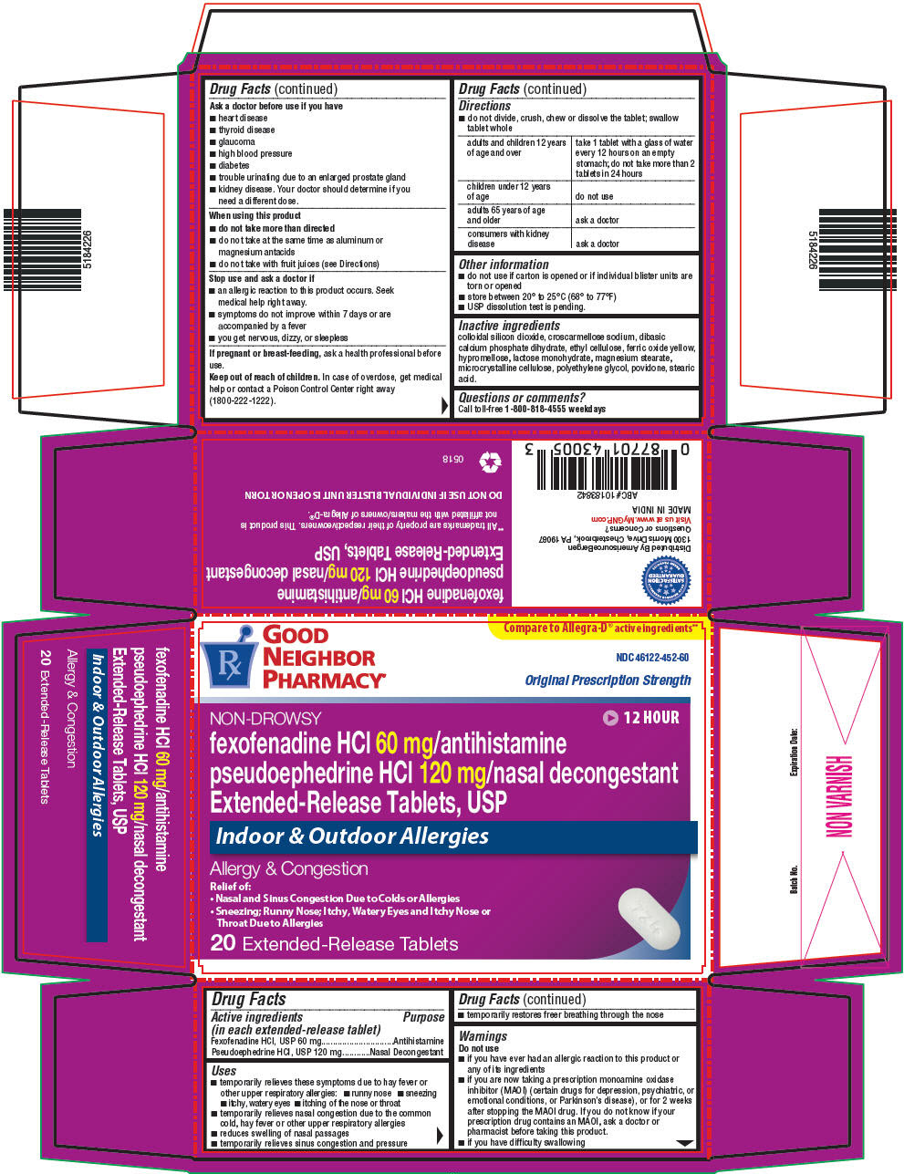 Pill image for Fexofenadine Hydrochloride And Pseudoephedrine Hydrochloride Extended-release Tablets, 60 Mg/120 Mg