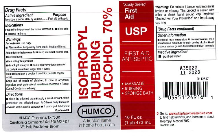 Pill image for Humco Isopropyl Rubbing Alcohol 70%, Usp
