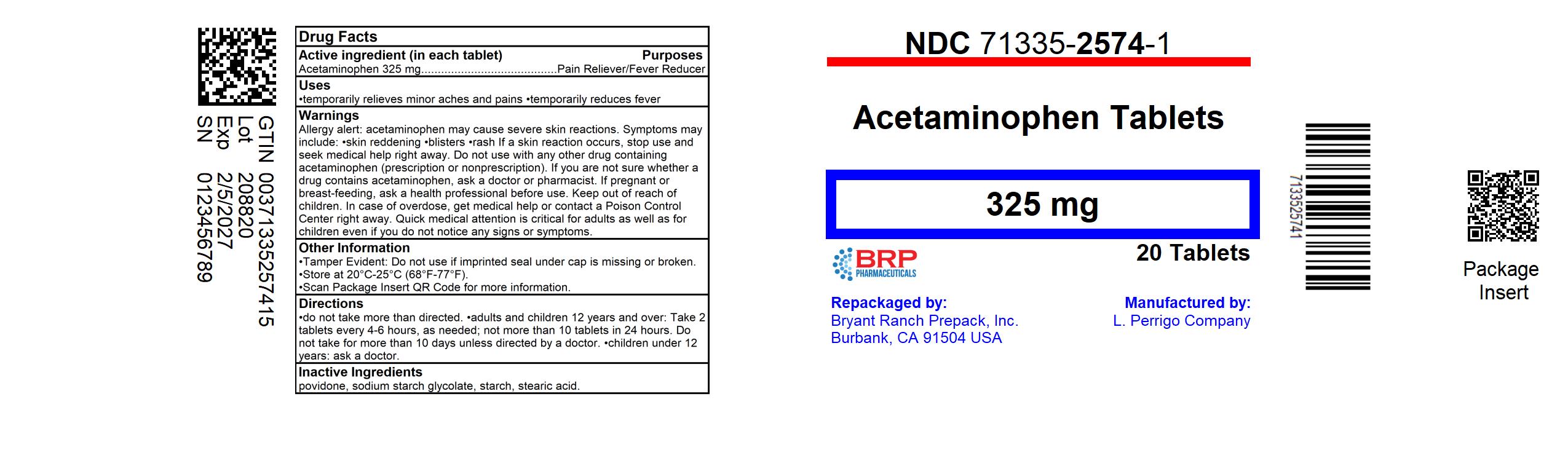 Pill image for Perrigo Pain Relief Tablets Drug Facts