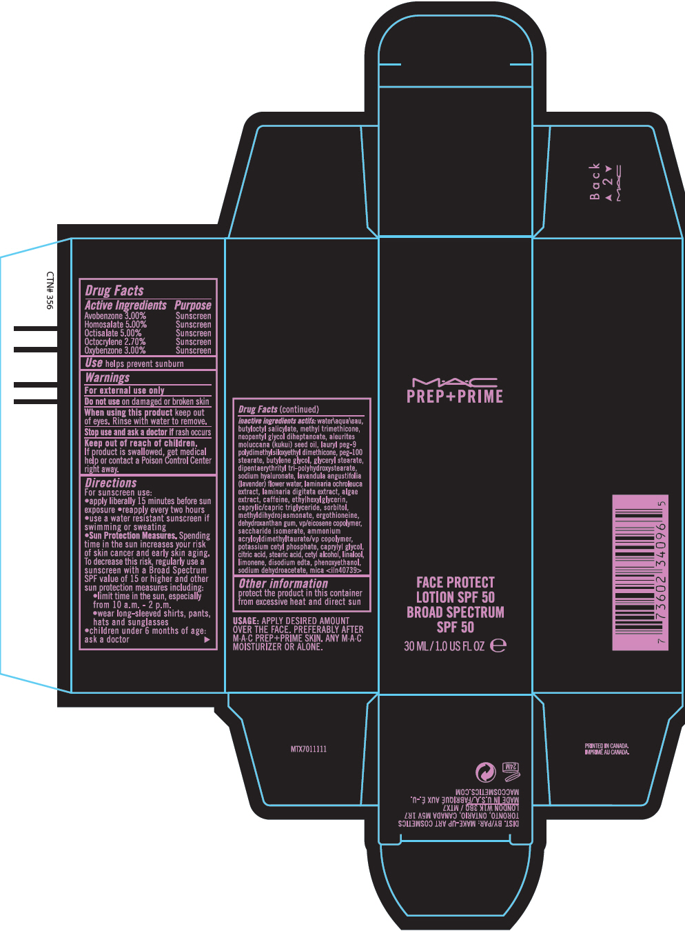 Pill image for Mac Prep And Prime Face Protect Lotion Broad Spectrum Spf 50