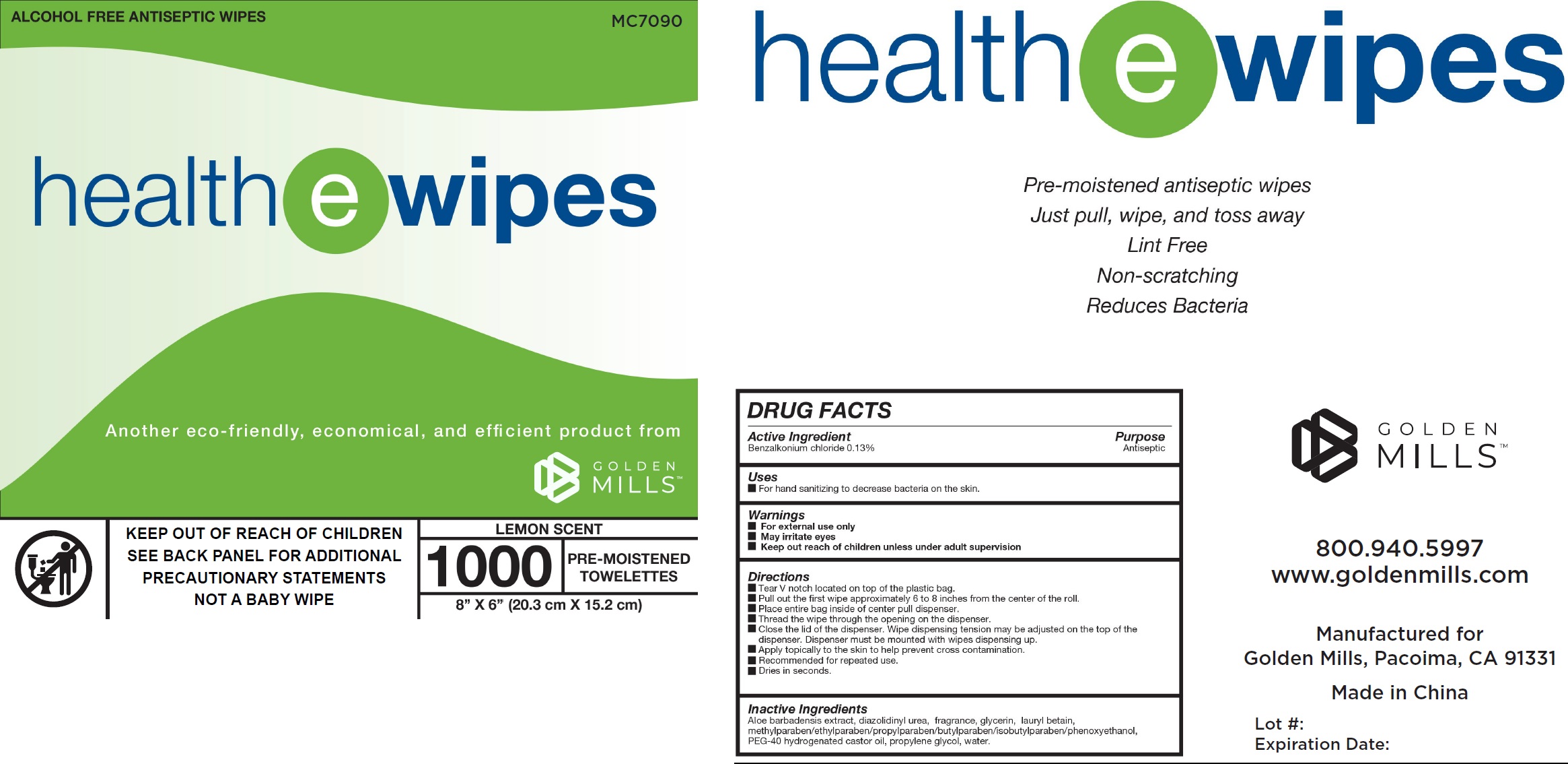 Pill image for Health E Wipes, Lemon Scent