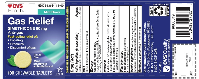 Pill image for Cvs Simethicone Gas Relief 100 Chewable Tablets