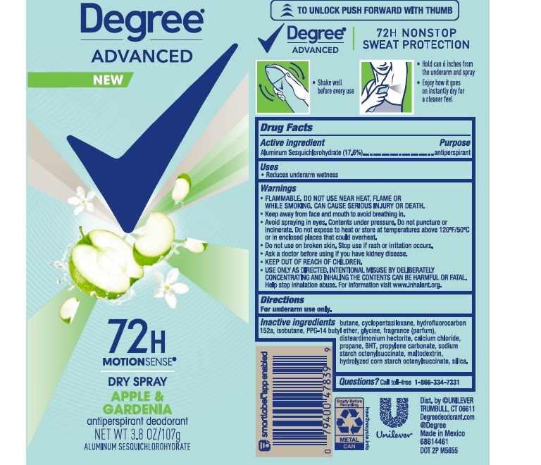 Pill image for Degree Advanced Apple & Gardenia Dry Spray 72h Antiperspirant Deodorant