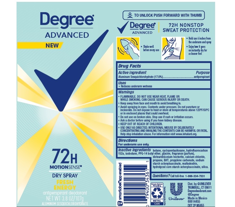 Pill image for Degree Advanced Fresh Energy Dry Spray 72h Antiperspirant Deodorant