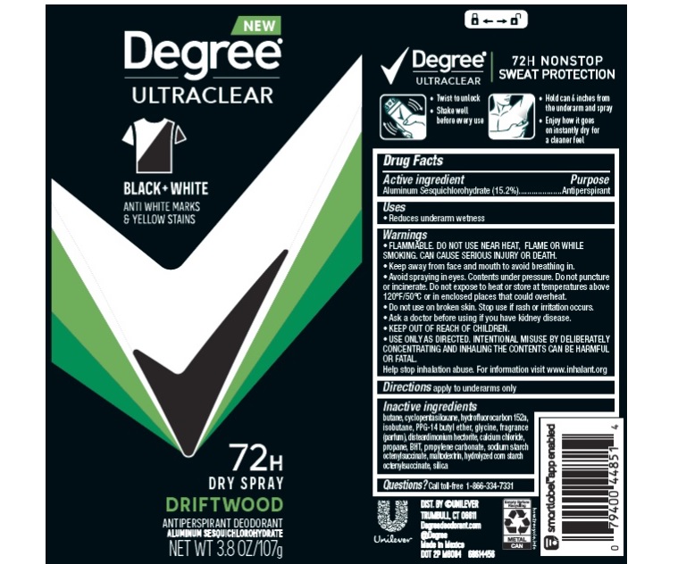 Pill image for Degree Advanced Ultraclear Black + White Driftwood Dry Spray 72h Antiperspirant Deodorant