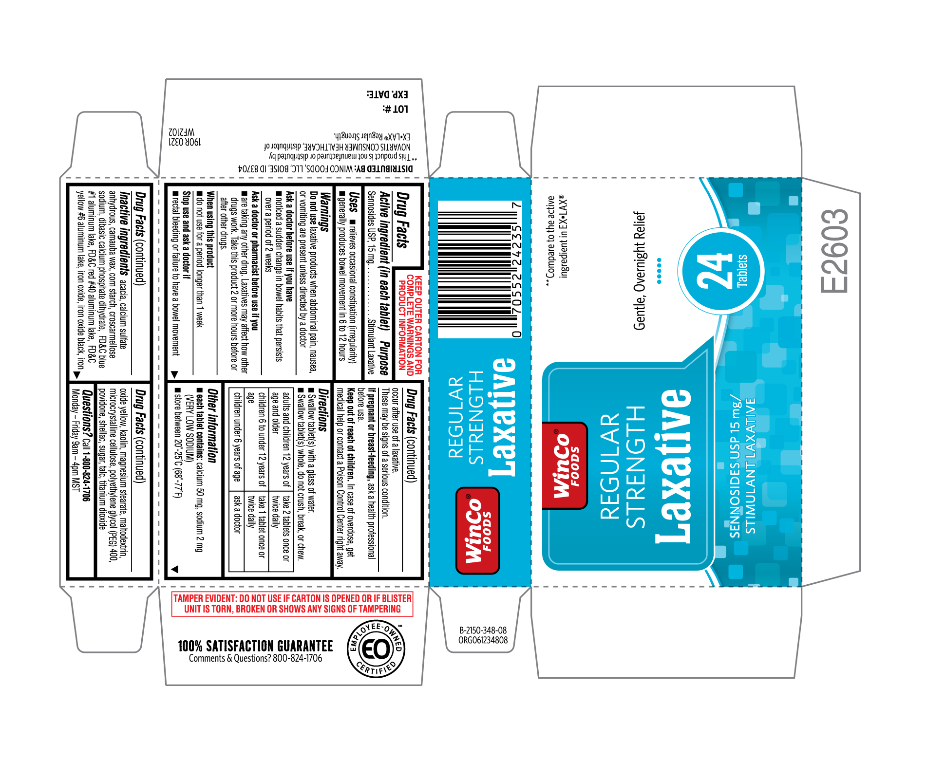 Pill image for 190r Winco Foods 67091 384 Sennosides Usp 15 Mg 24ct