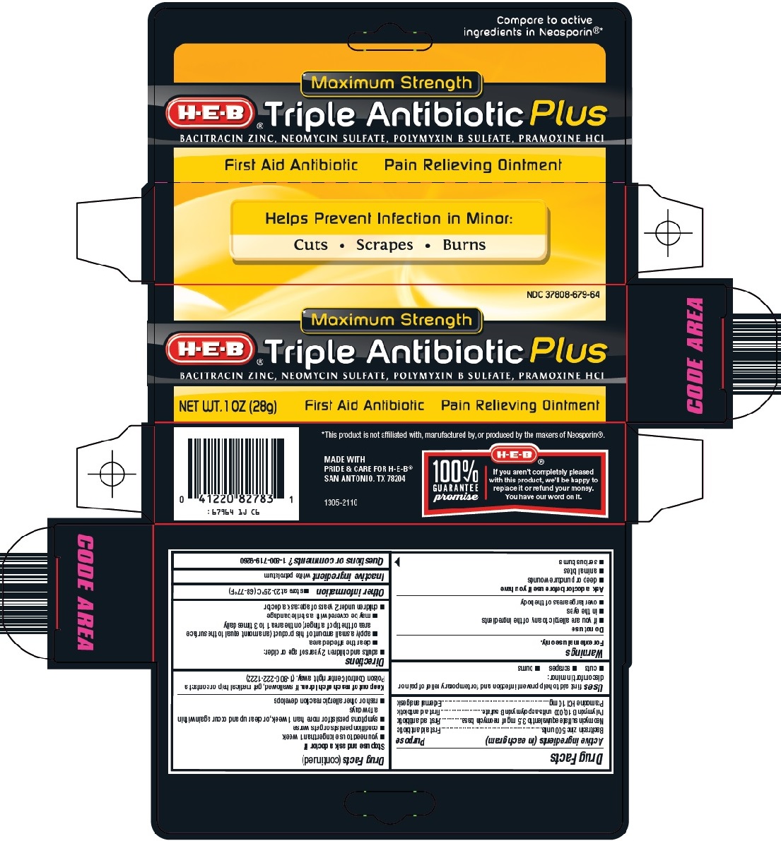 Pill image for Heb Triple Antibiotic Plus Drug Facts