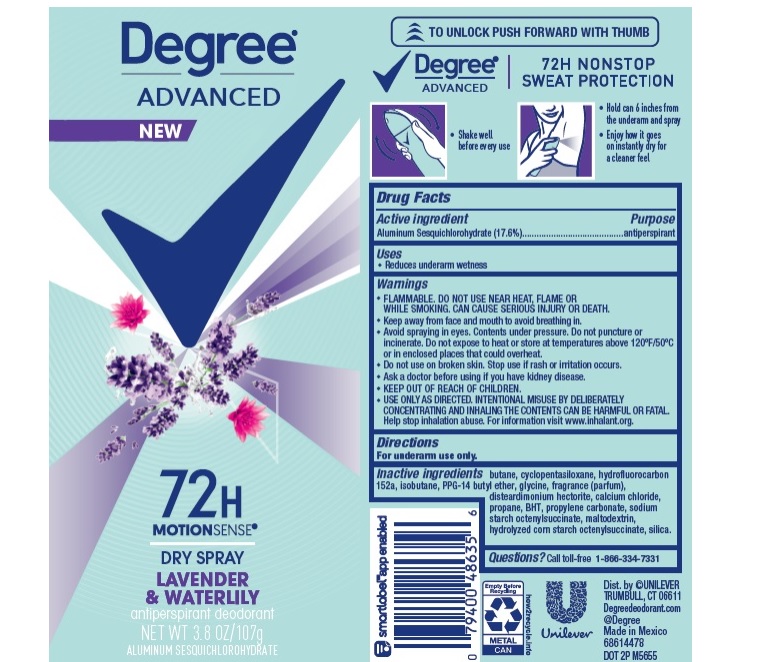 Pill image for Degree Advanced Lavender & Waterlily Dry Spray 72h Antiperspirant Deodorant