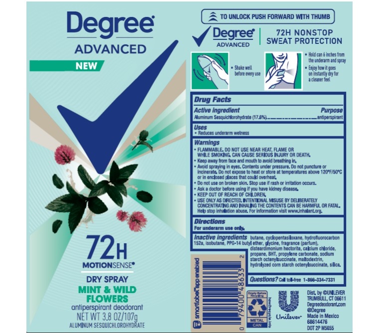 Pill image for Degree Advanced Mint & Wild Flowers Dry Spray 72h Antiperspirant Deodorant