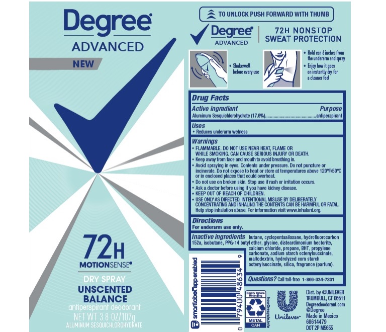 Pill image for Degree Advanced Unscented Balance Dry Spray 72h Antiperspirant Deodorant