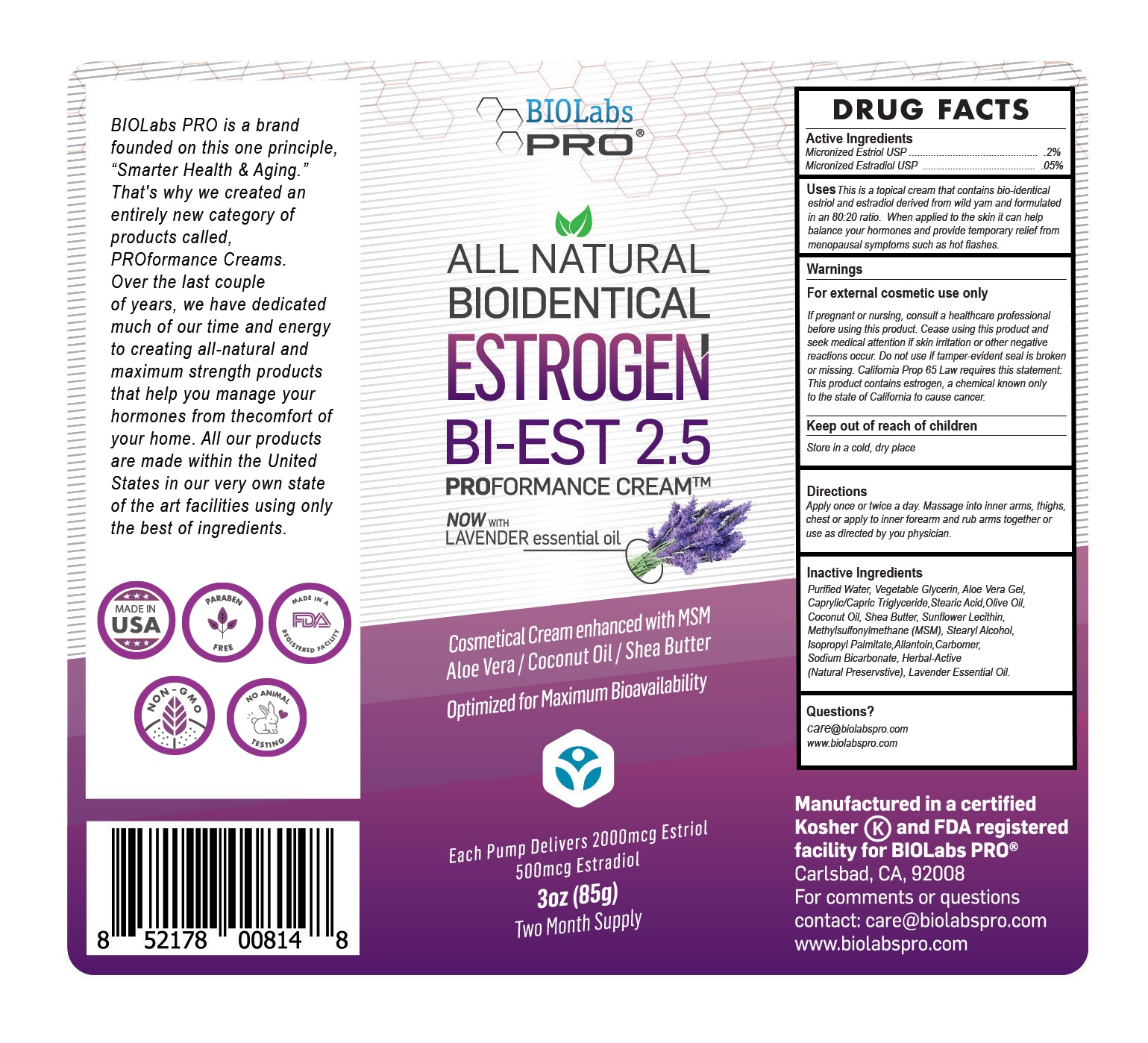 Pill image for Biest 2.5 Estrogen Cream (lavender Scented)