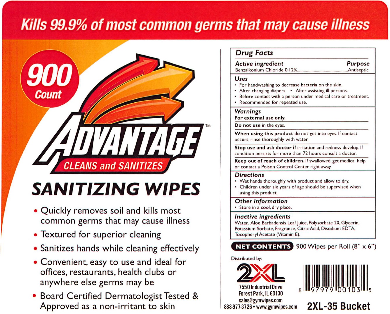 Pill image for advantage sanitizing 900 wipes per roll