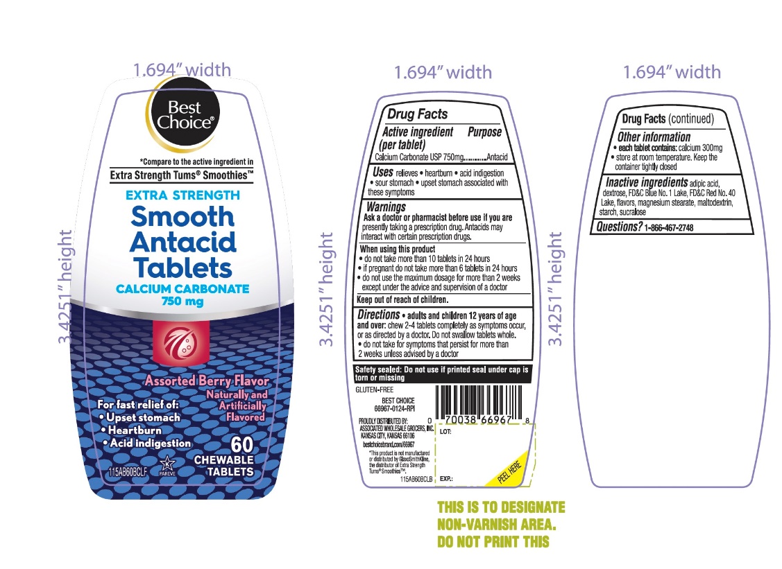 Pill image for Best Choice Extra Strength Smooth Antacid 60 Chewable Tablets Drug Facts