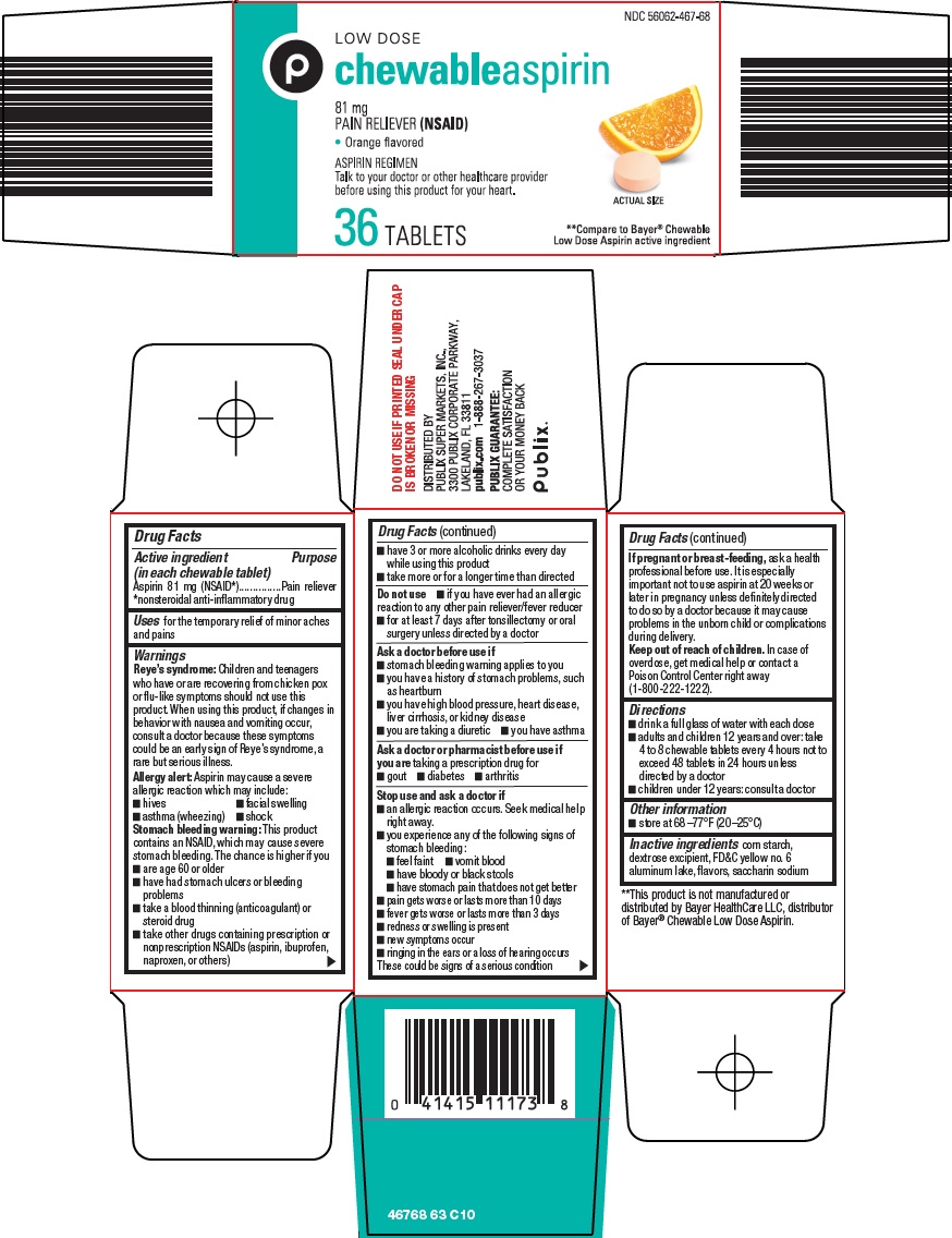 Pill image for Publix Super Markets, Inc. Chewable Aspirin Drug Facts