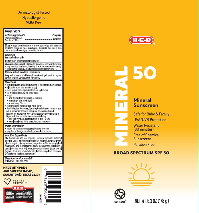 Pill image for H.e.b. Mineral Sunscreen Broad Spectrum Spf 50 Continuous Spray