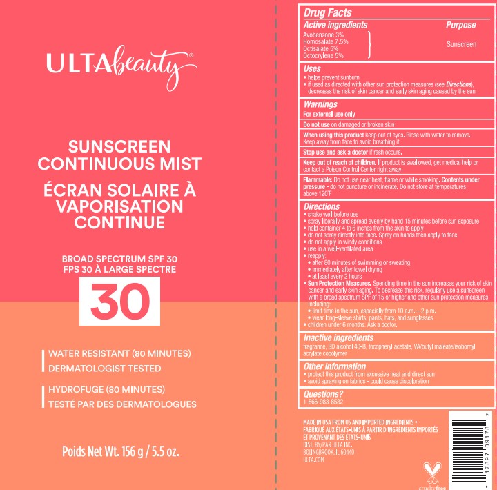 Pill image for Ulta Beauty Sunscreen Continuous Mist Broad Spectrum Spf 30