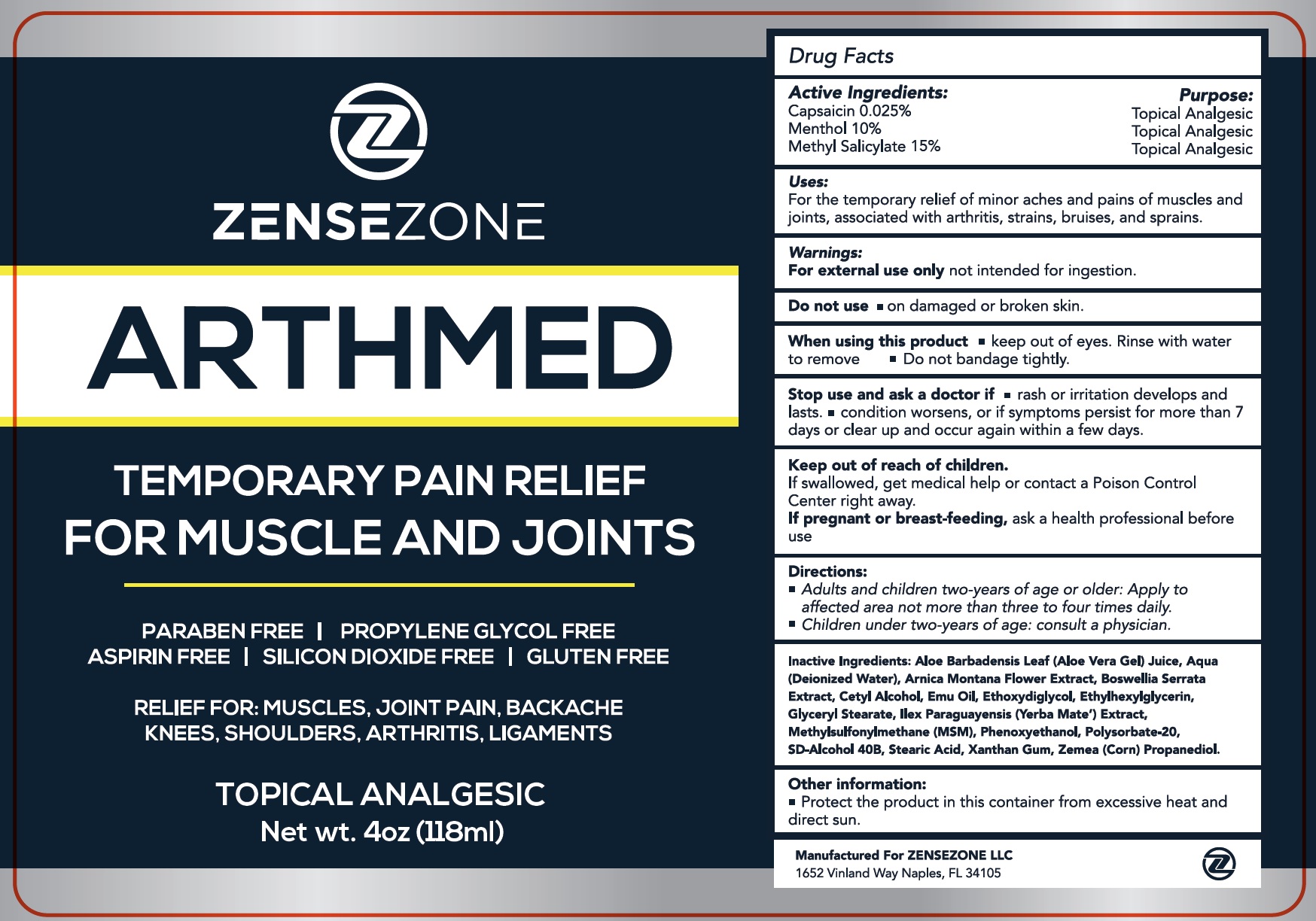Pill image for Zensezone Arthmed Temporary Pain Relief Cream