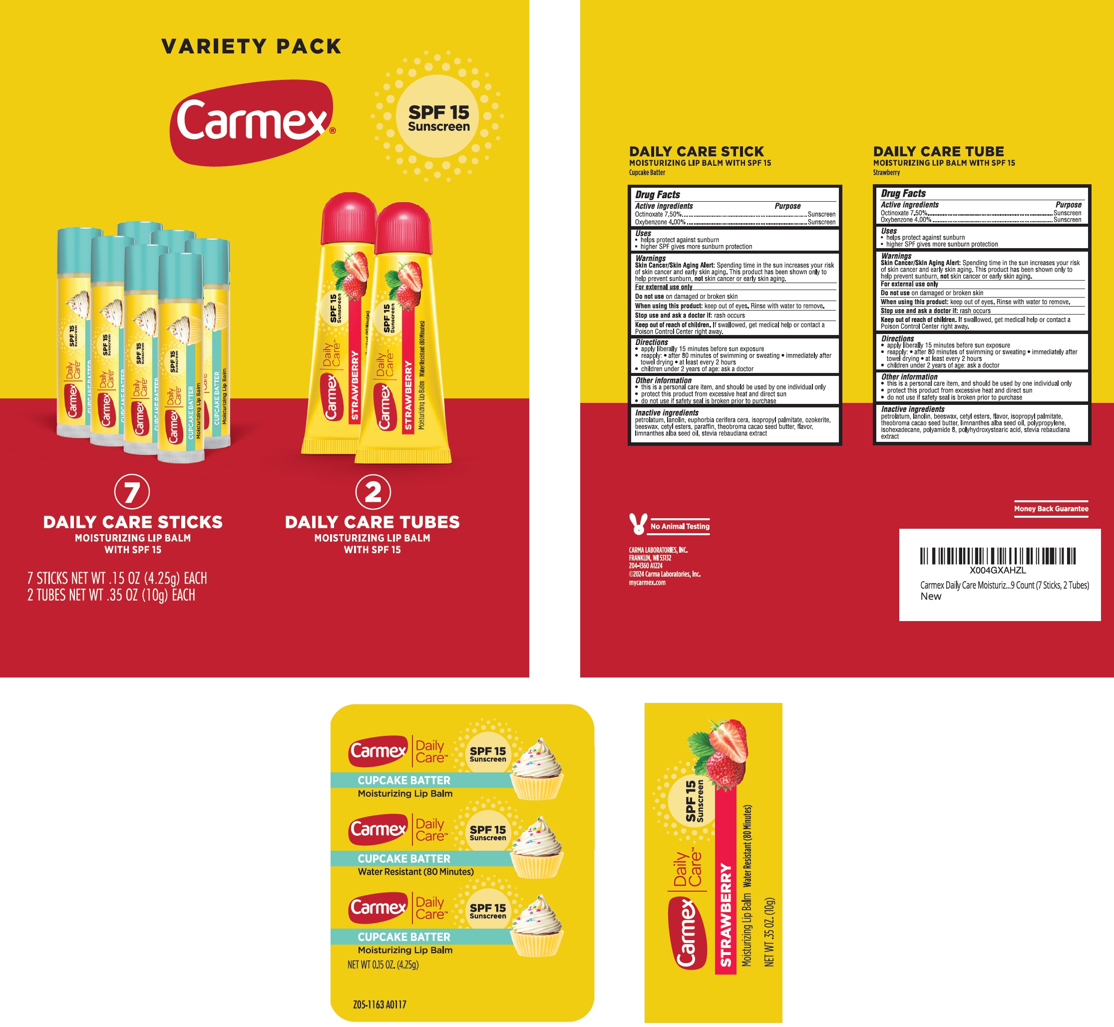 Pill image for Carmex Variety Pack - Daily Care Moisturizing Lip Balm Spf 15