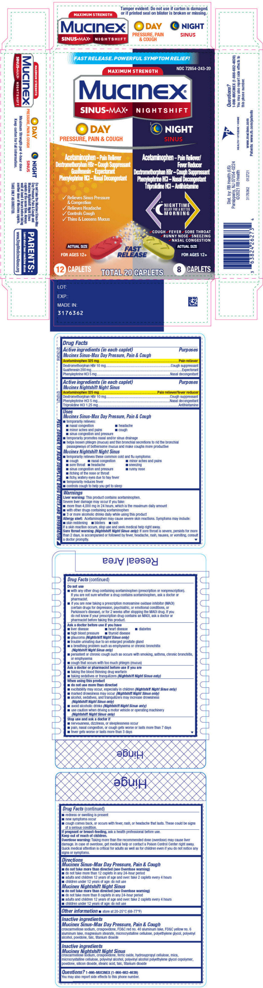 Pill image for Mucinex® Sinus-max® Day Pressure, Pain & Cough And Mucinex Nightshift Night Sinus