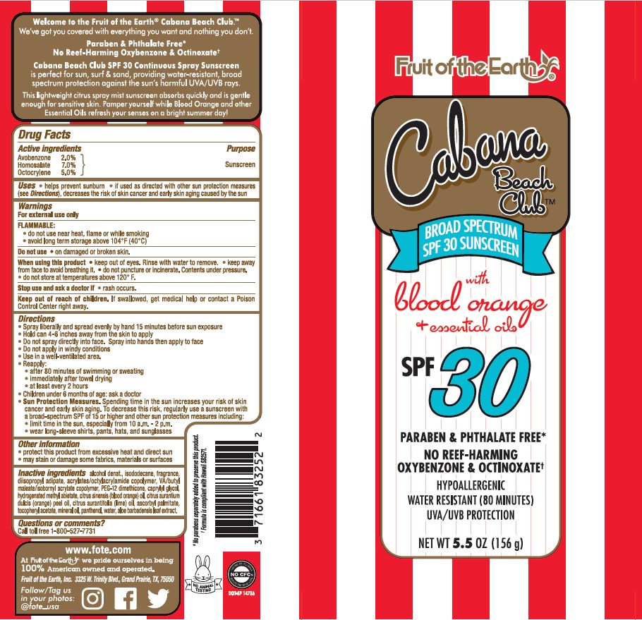 Pill image for Fruit Of The Earth Cabana Beach Club With Blood Orange And Essential Oils Spf 30 Continuous Spray