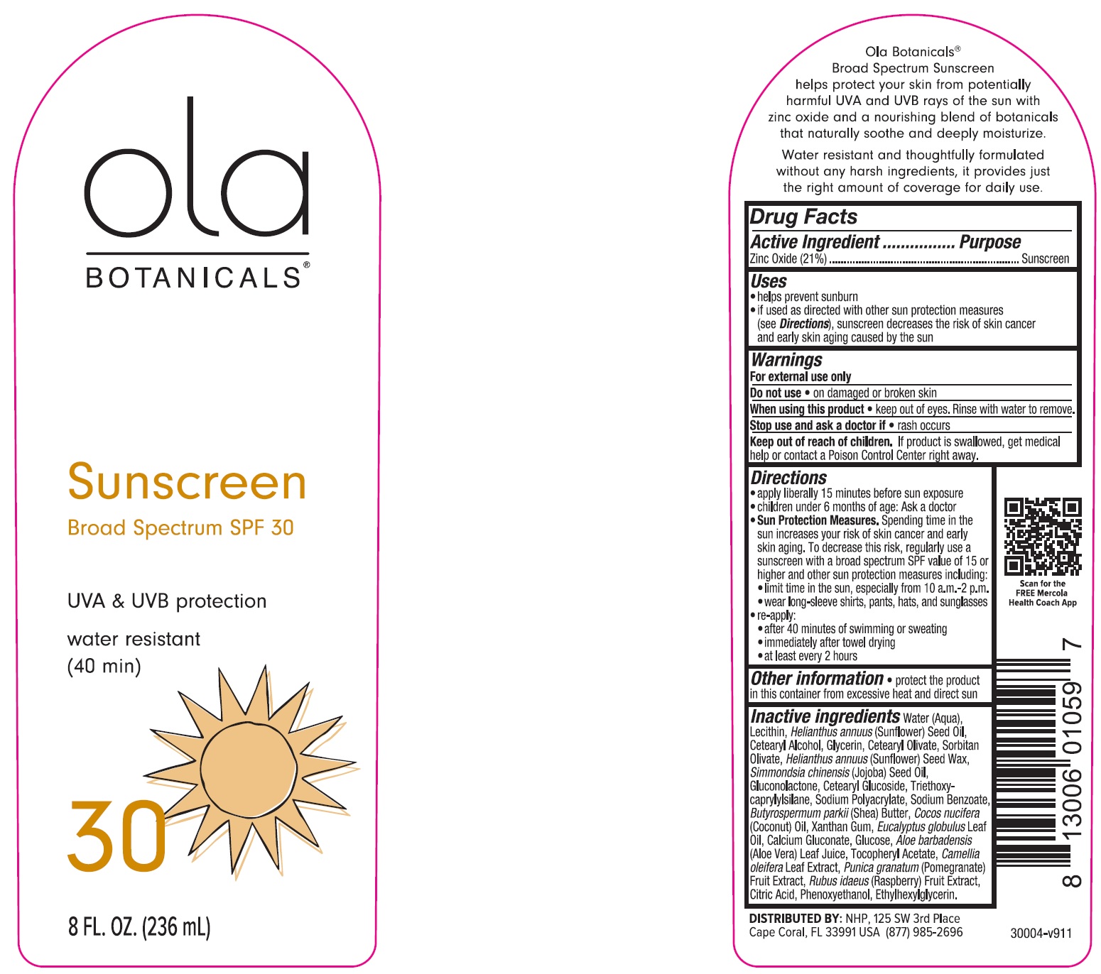 Pill image for Ola Botanicals Sunscreen Spf 30