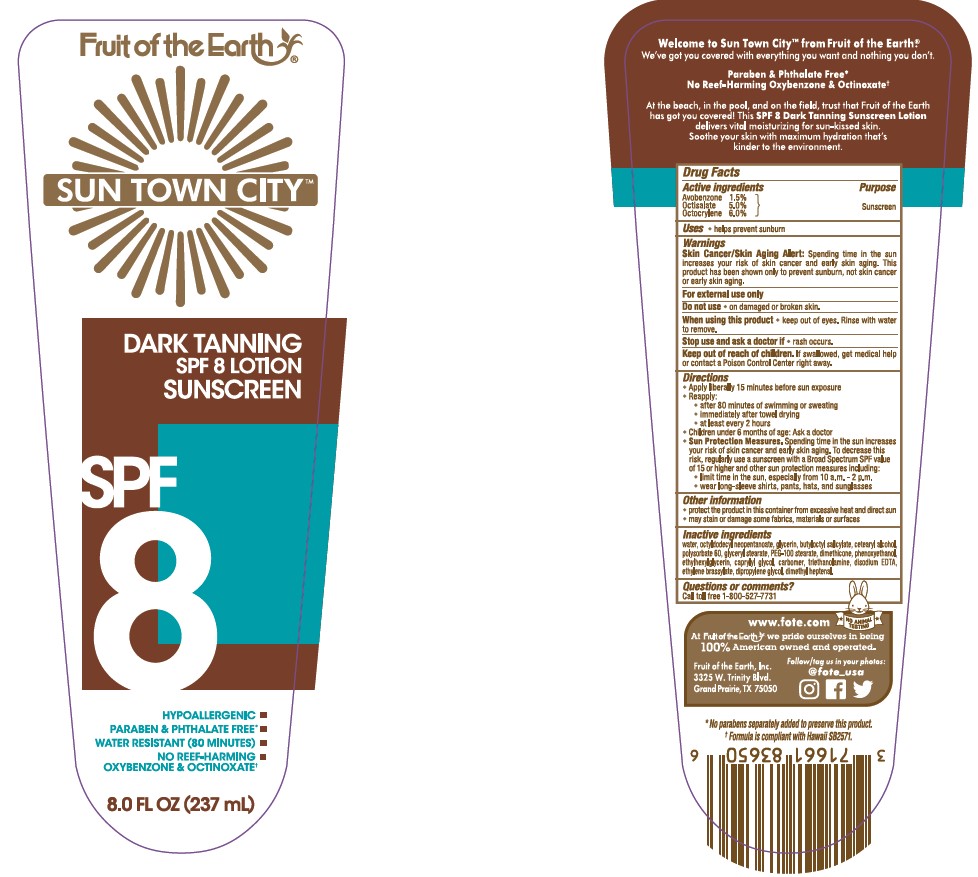 Pill image for Fruit Of The Earth Sun Town City Dark Tanning Spf 8 Lotion Sunscreen
