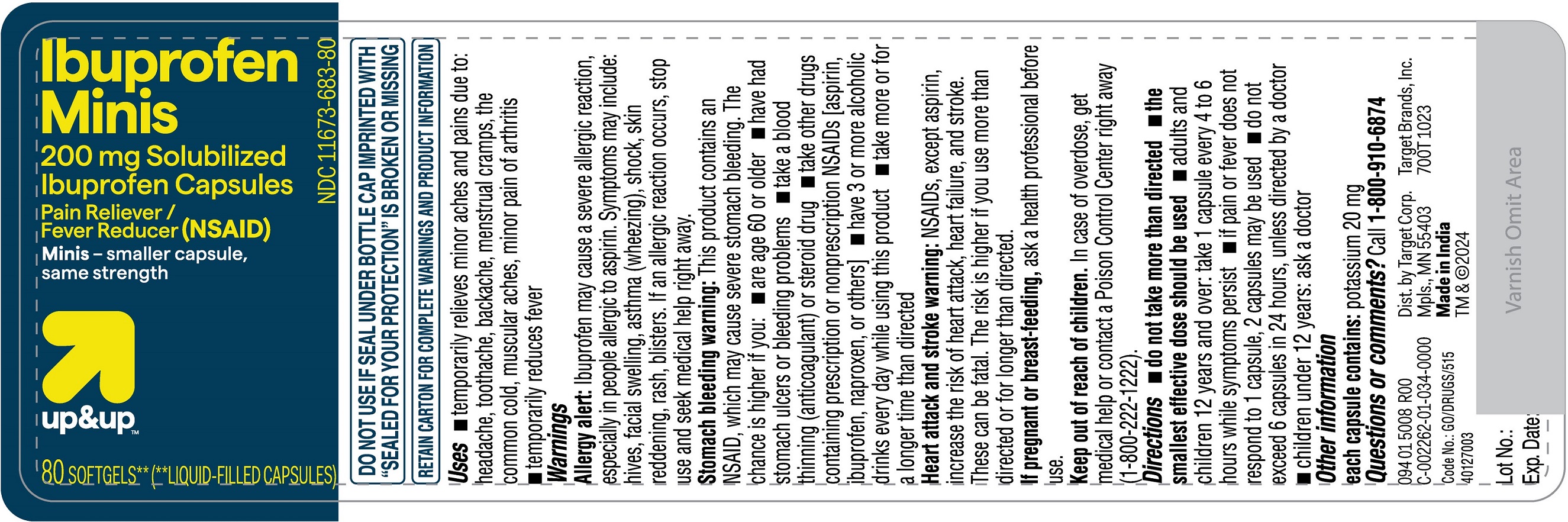 Pill image for Target 11673 683 Ibuprofen 200 Mg Mini Liquid Filled Capsules